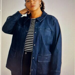 Universal Standard Denim Utility‎ Jacket Indigo Blue Women Sz XL Heavy Duty